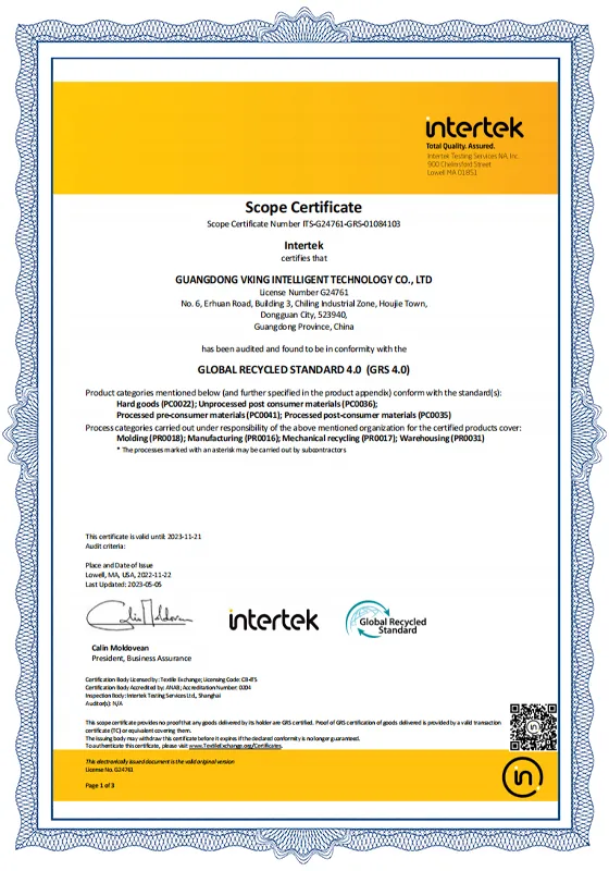 SC GRS Certificate
